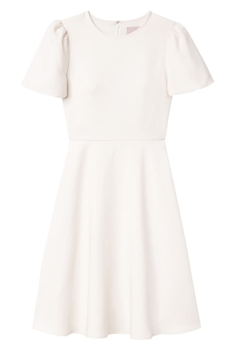Gal Meets Glam Collection Krista Puff Sleeve Crepe Fit & Flare Dress, Alternate, color,