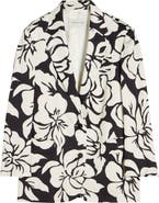 Dries Van Noten Floral Screenprint Jacquard Longline Blazer