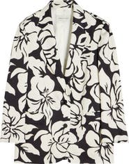 Dries Van Noten Floral Screenprint Jacquard Longline Blazer