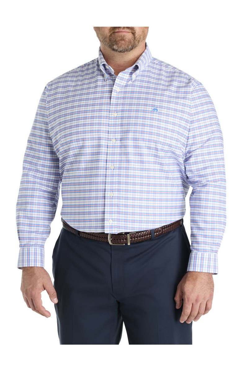 Brooks Brothers Big & Tall Non-Iron Oxford Check Sport Shirt, Alternate, color, White Regatta