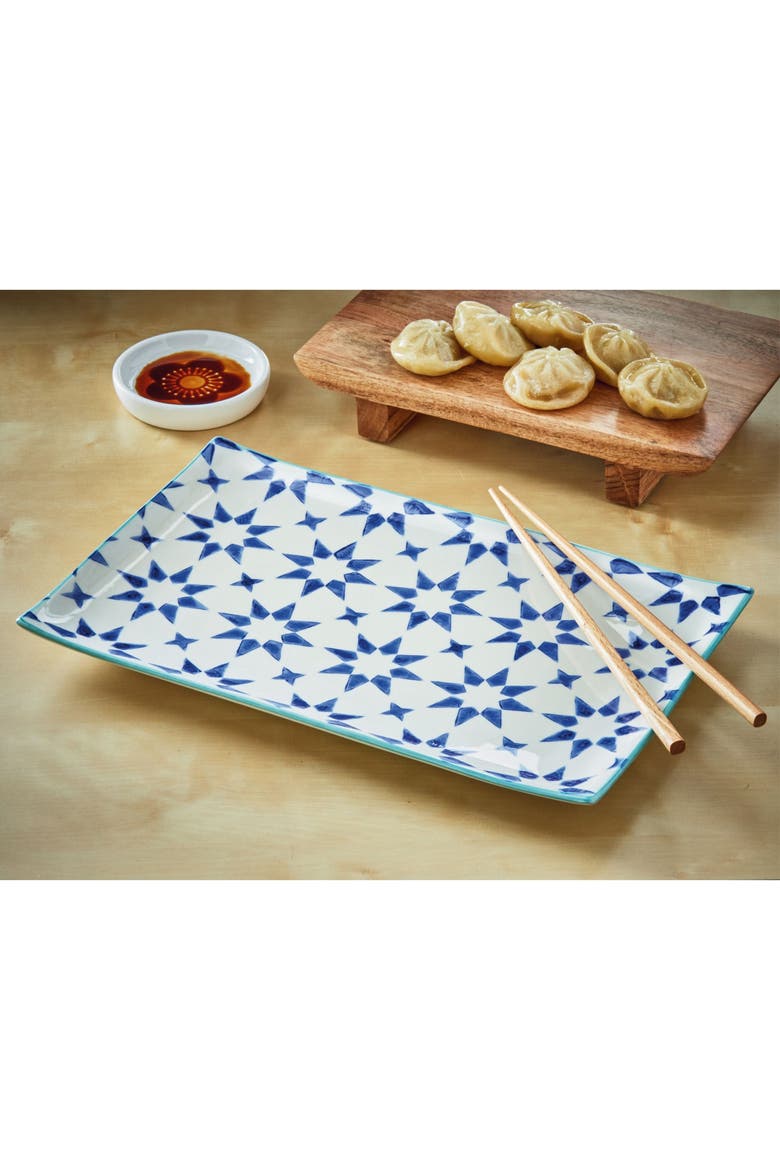 Star Platter Blue Stoneware Everyday, Alternate, color, Blue