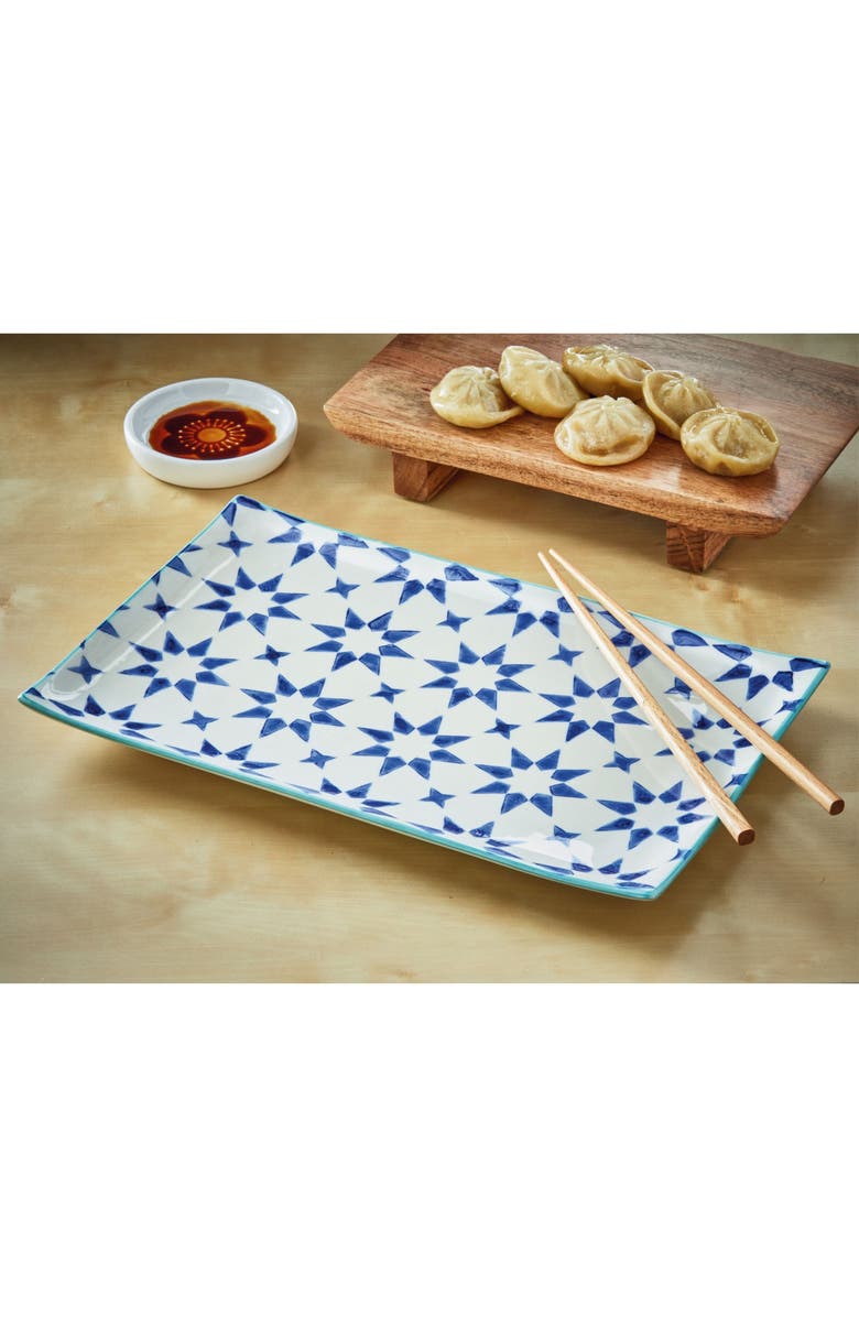 tag Star Platter Blue Stoneware Everyday, Alternate, color, Blue