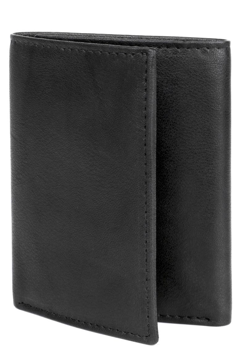 RFID Three-Fold Leather Wallet, Alternate, color, BLACK