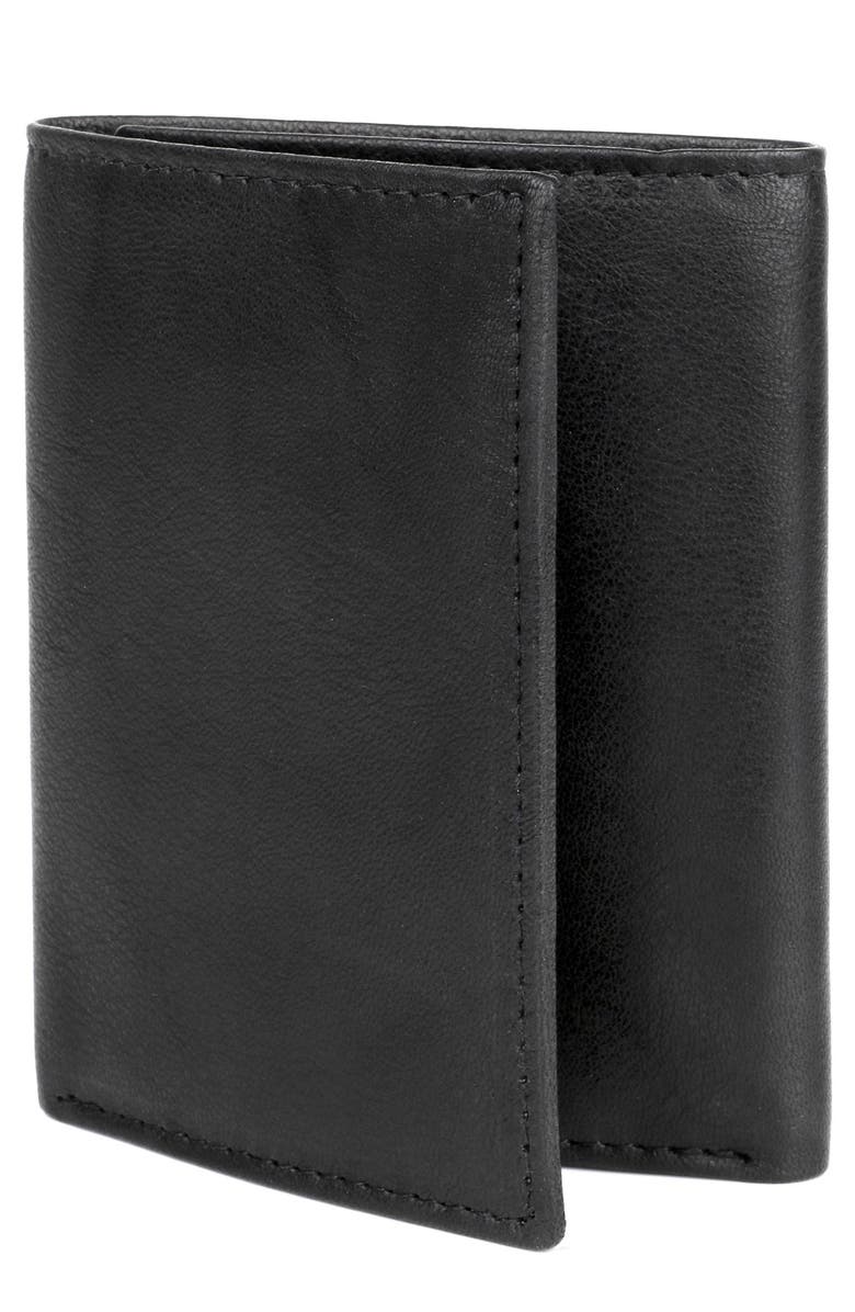 BUXTON RFID Three-Fold Leather Wallet, Alternate, color, Black
