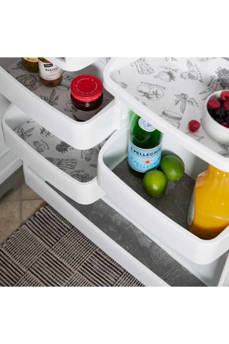 Reusable Market Print Fridge Liner Set/6, Alternate, color, Gray