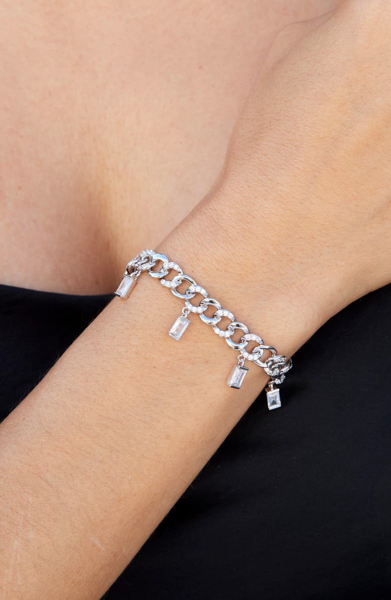 SAVVY CIE JEWELS Curb Chain Fringe Bracelet, Alternate, color, White