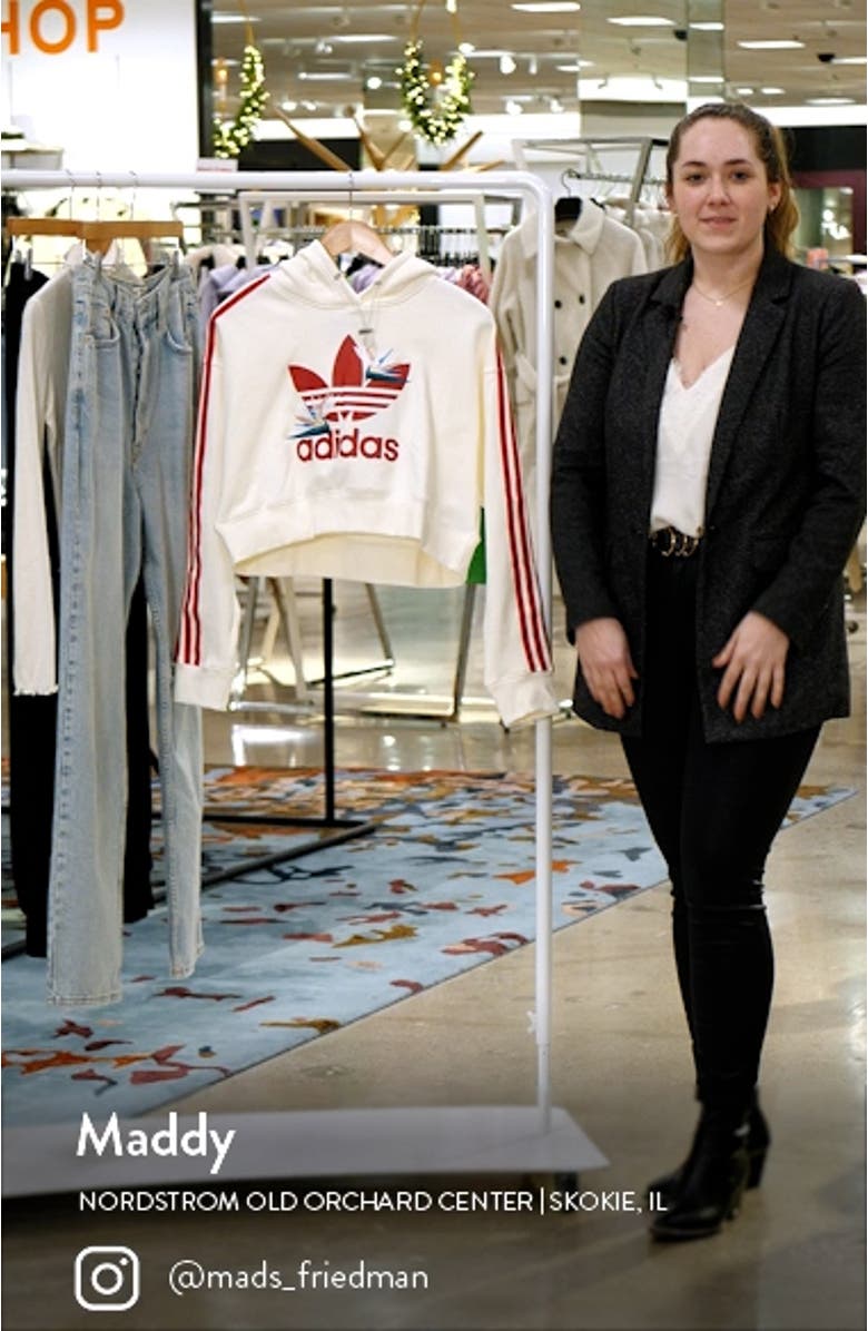 x Thebe Magugu Embroidered 3-Stripes Crop Cotton Graphic Logo Hoodie, sales video thumbnail