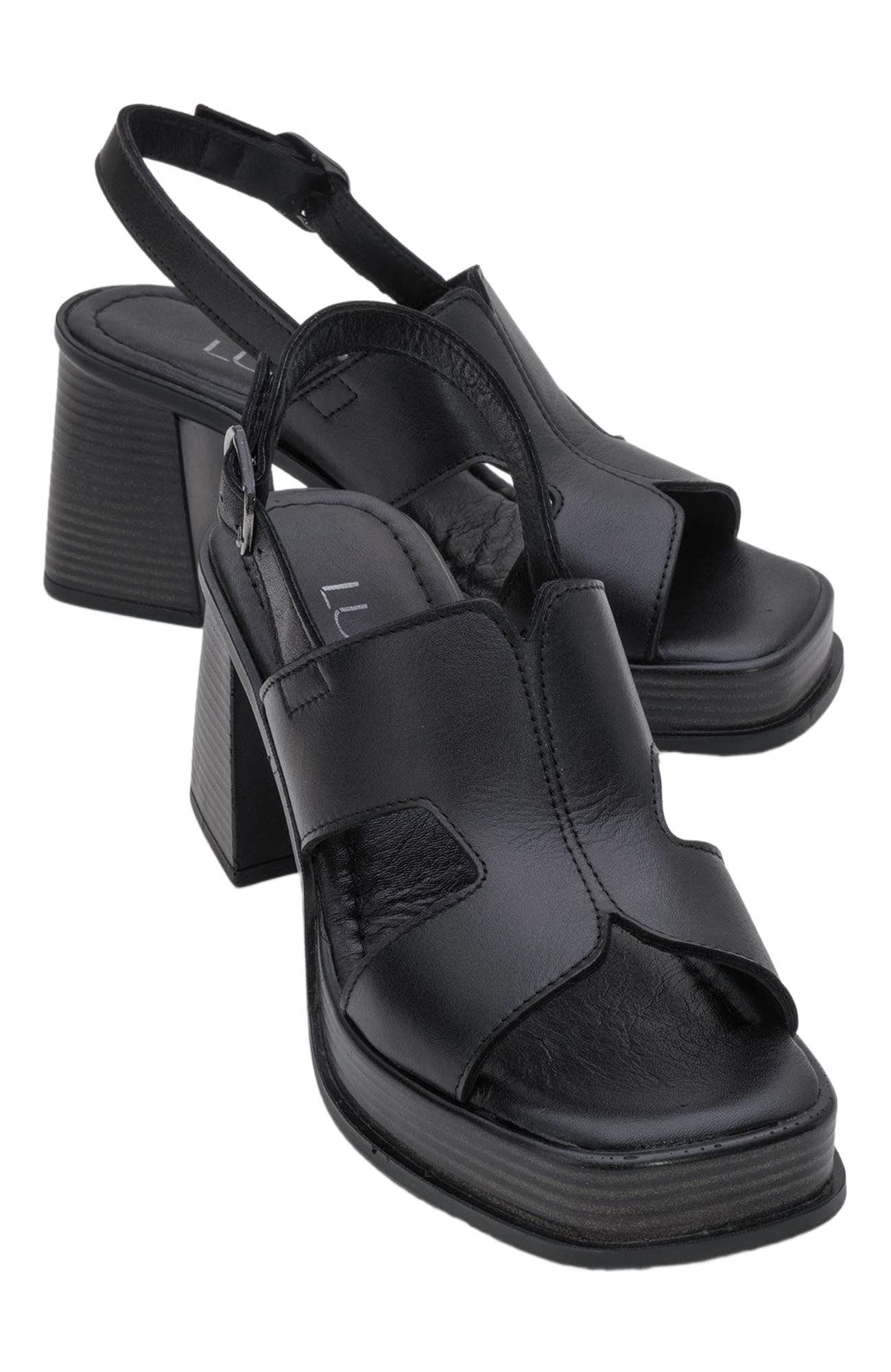 Forever 
Always Shoes Zennia Leather Platform Sandal, Alternate, color, Black Leather