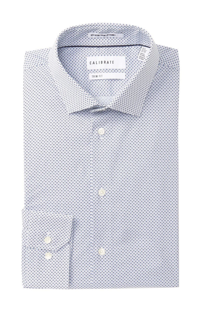 Calibrate Trim Fit Stretch Geometric Dress Shirt, Main, color,
