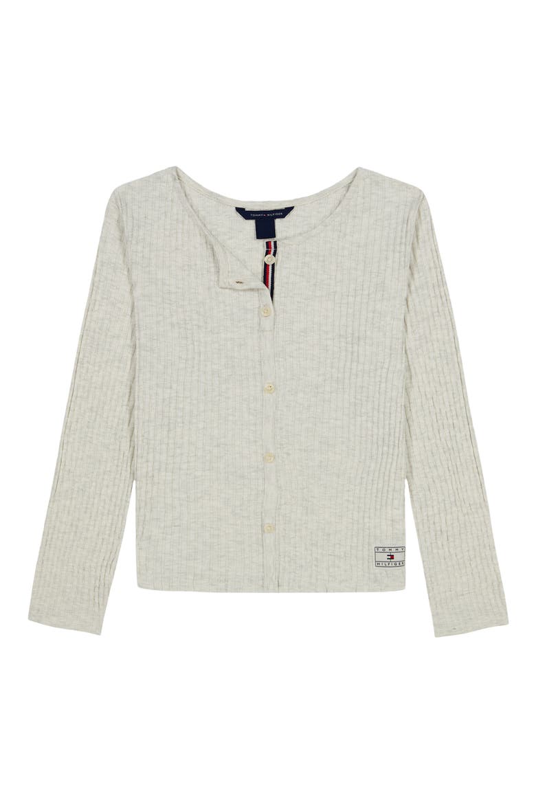 Kids' Pointelle Rib Long Sleeve T-Shirt, Main, color, OAT HEATHER