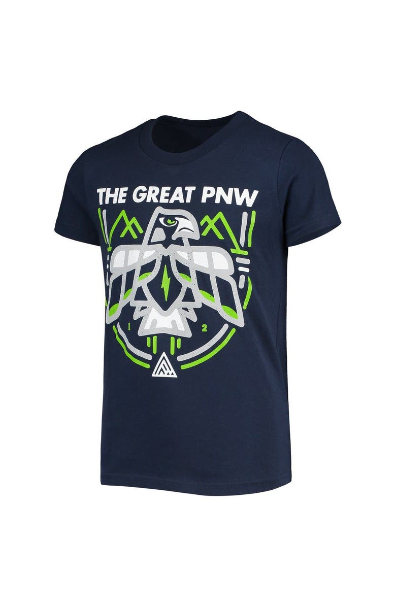 The Great PNW Youth THE GREAT PNW College Navy Seattle Seahawks Hawk T-Shirt, Alternate, color,