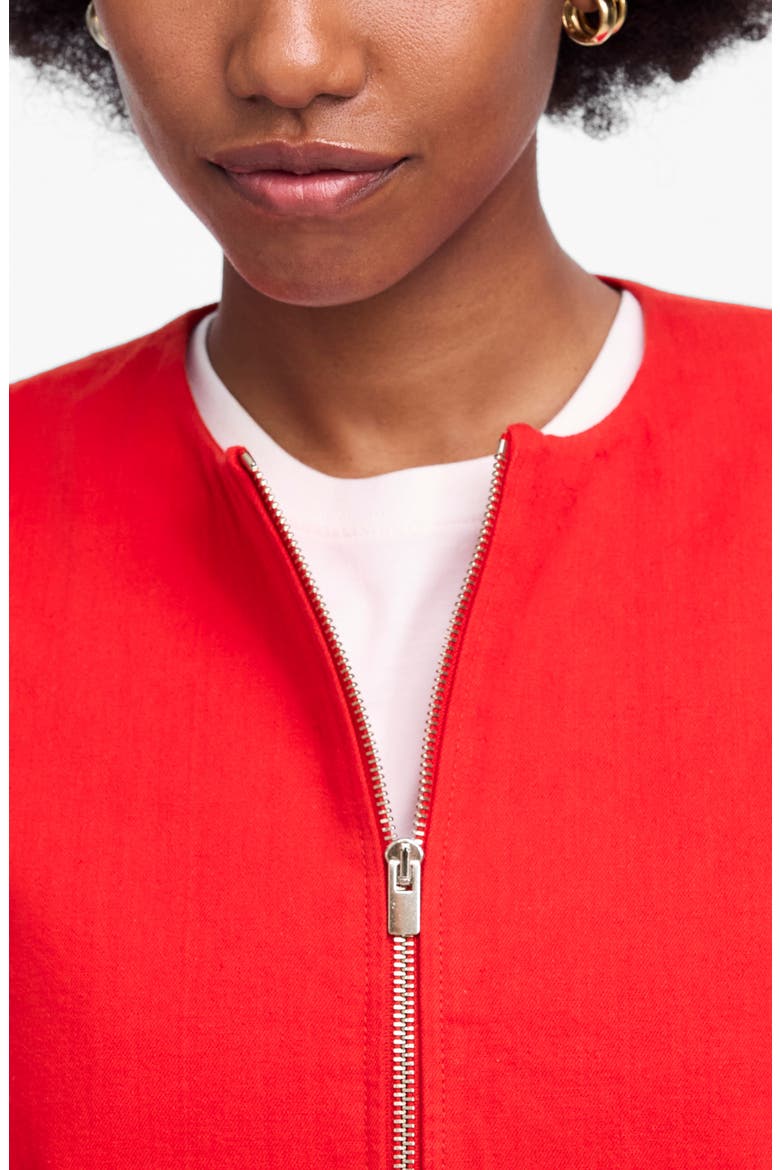 Cotton & Linen Blend Zip-Up Jacket, Alternate, color, FESTIVAL RED