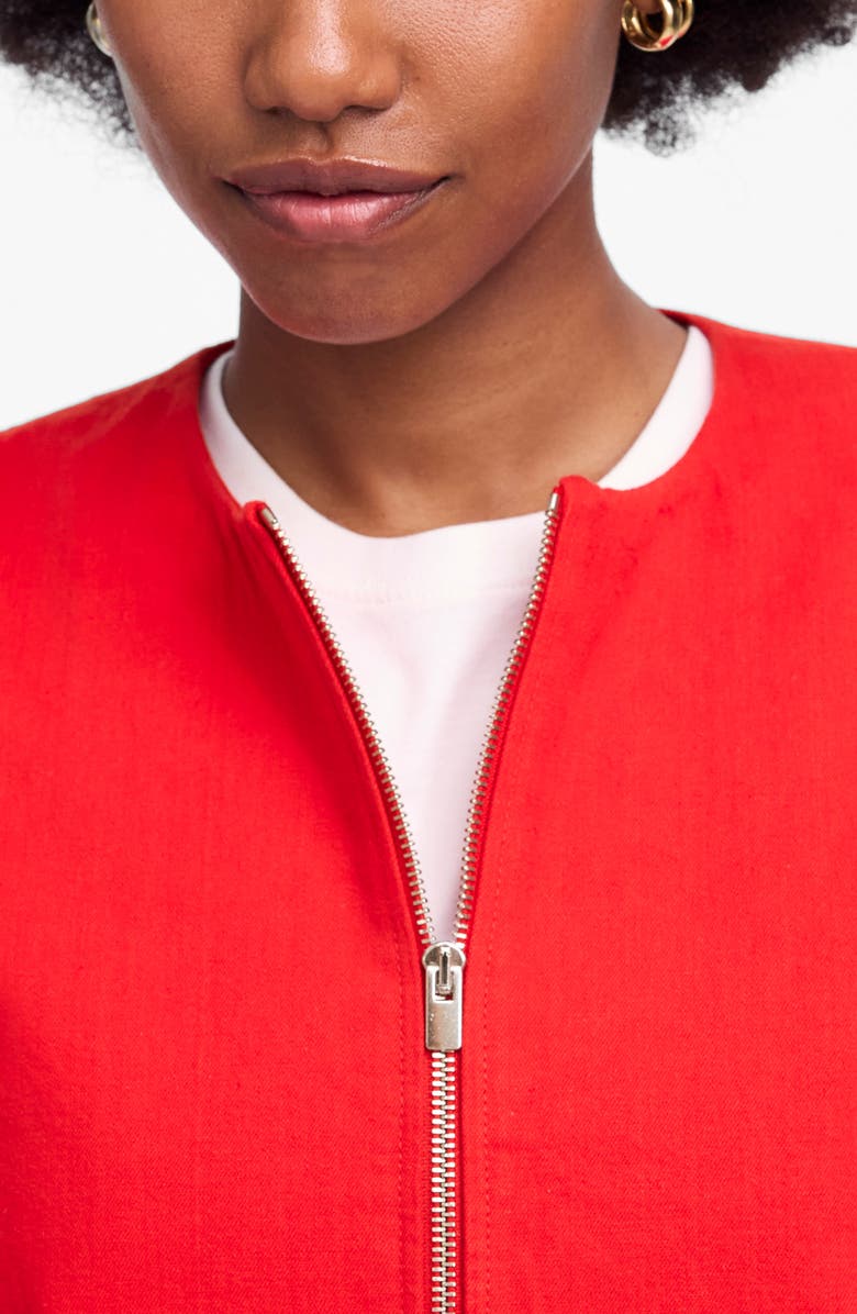 Madewell Cotton & Linen Blend Zip-Up Jacket, Alternate, color, Festival Red