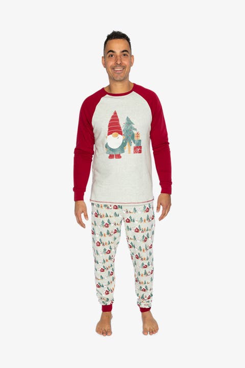 Men Christmas Organic Cotton Top Pants Two Piece Pajama Set