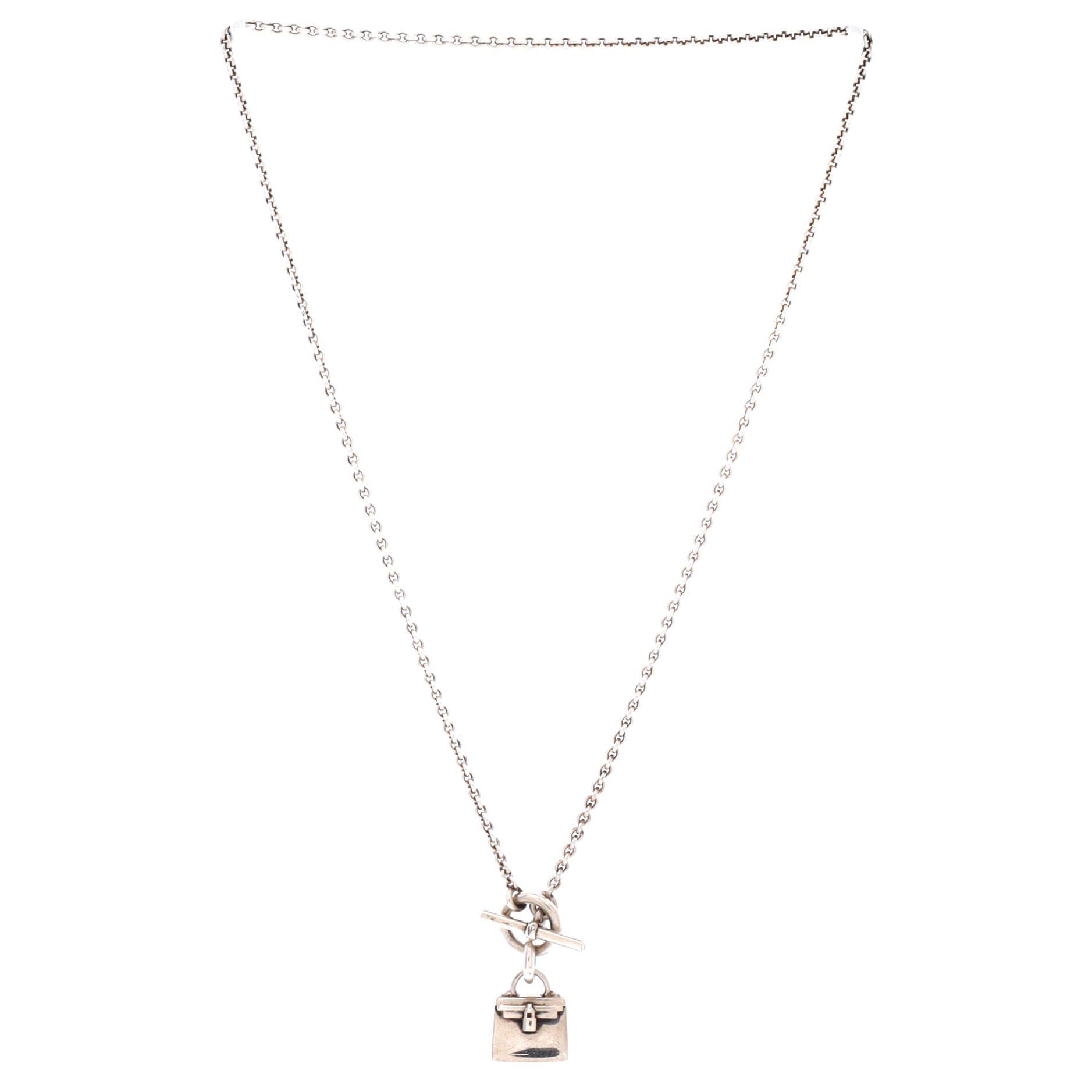 Pre-Owned Hermes Birkin Amulette Pendant Necklace Sterling Silver, Alternate, color, Silver