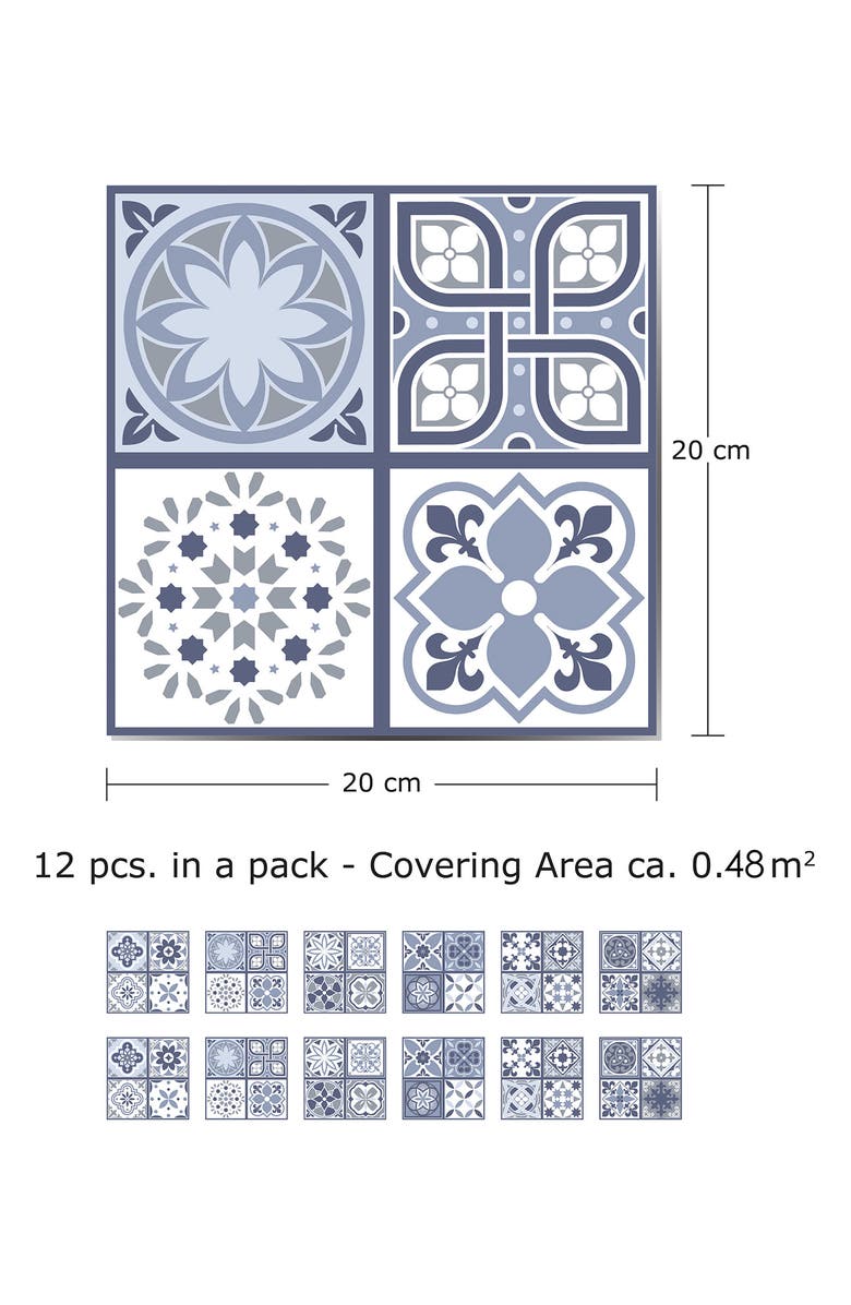 WALPLUS Lisbon Blue Tile Sticker Decal, Alternate, color, 