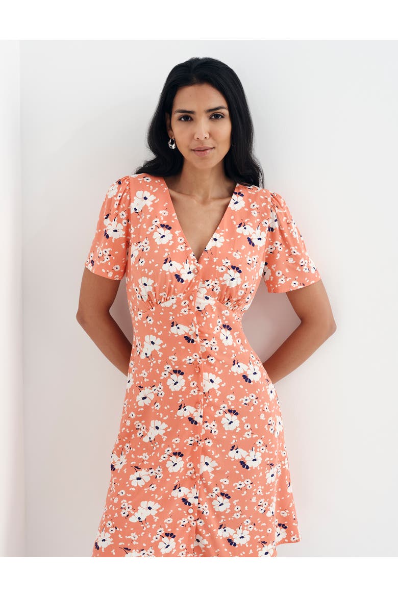Orlagh Floral Short Dress, Alternate, color, Orange Floral