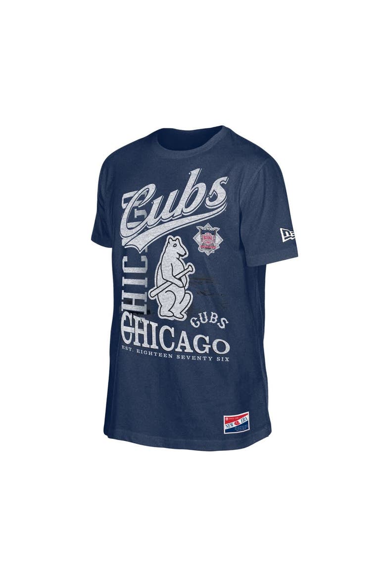 Men's New Era Navy Chicago Cubs  Oversized Throwback Distressed T-Shirt, Alternate, color, Navy