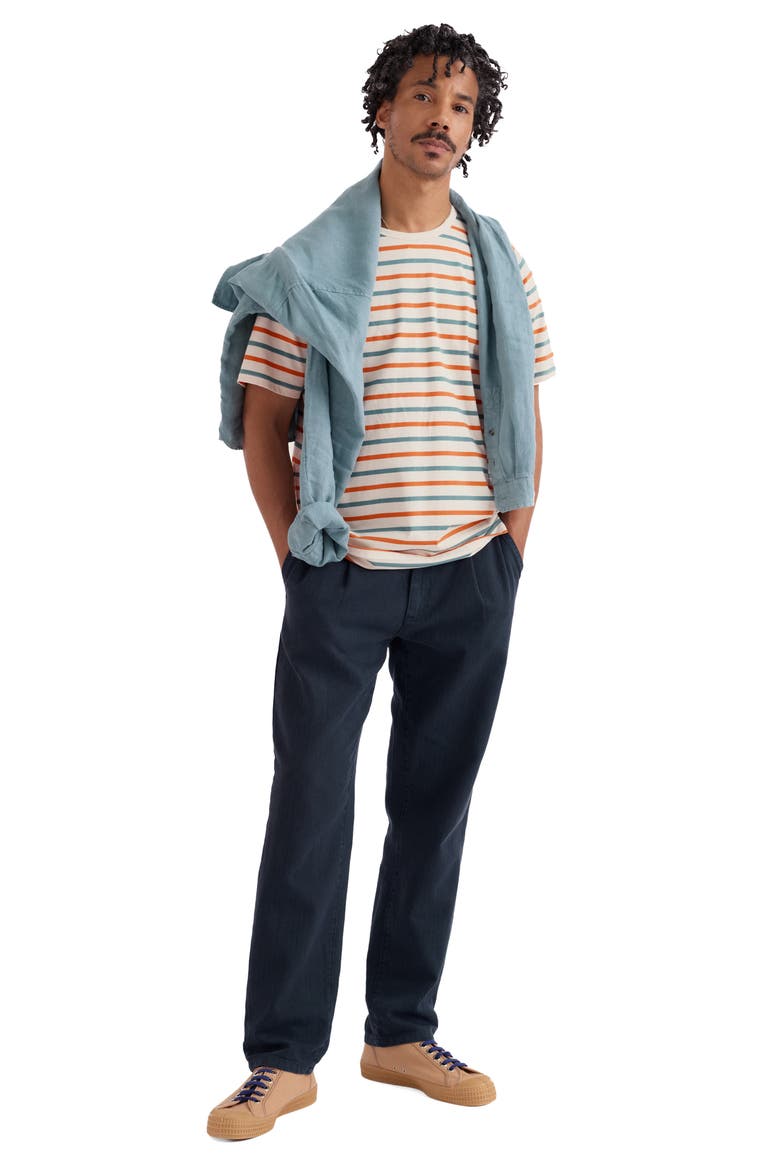 Seven Seas Sailor Striped Organic Cotton T-shirt, Alternate, color, DUET BRETON ECRU TANGERINE