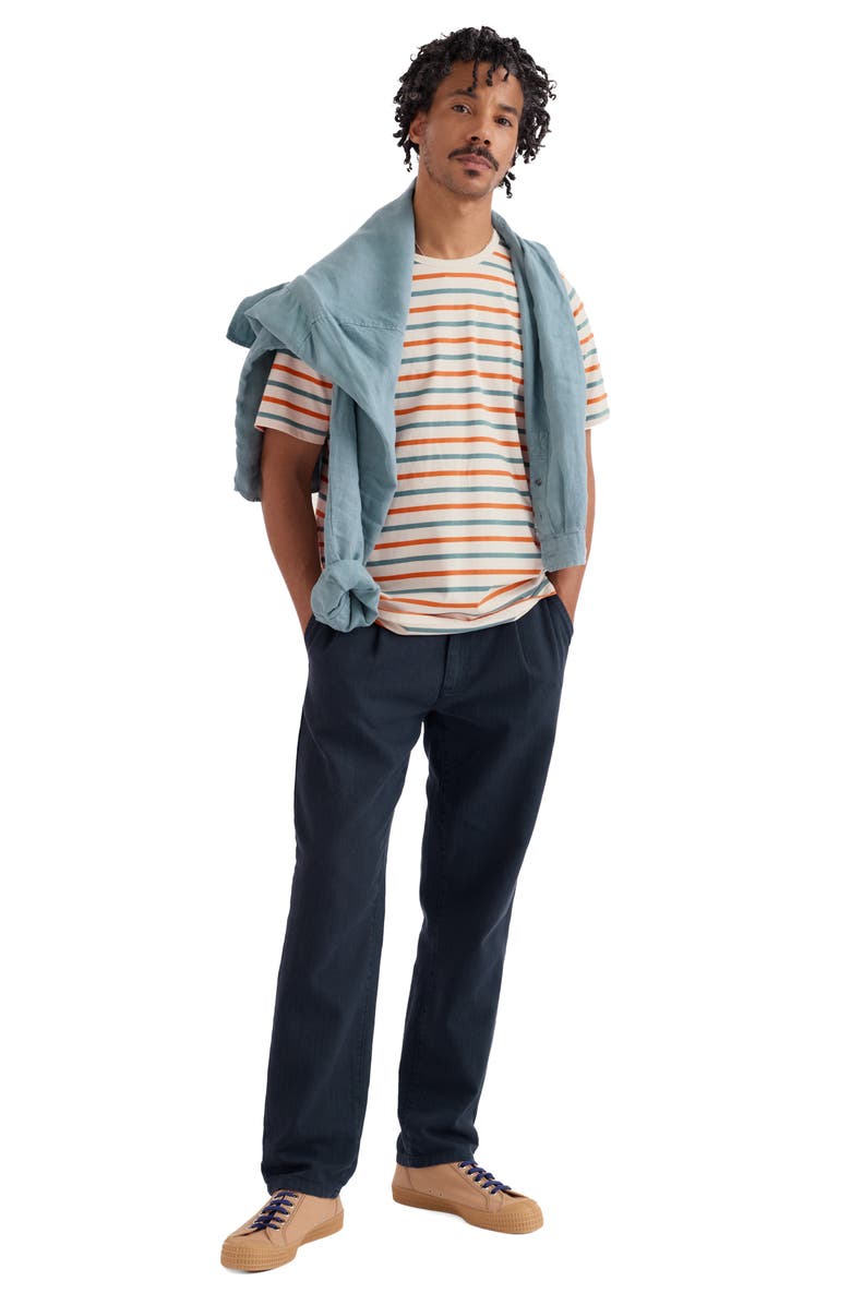 Seasalt Cornwall Seven Seas Sailor Striped Organic Cotton T-shirt, Alternate, color, Duet Breton Ecru Tangerine
