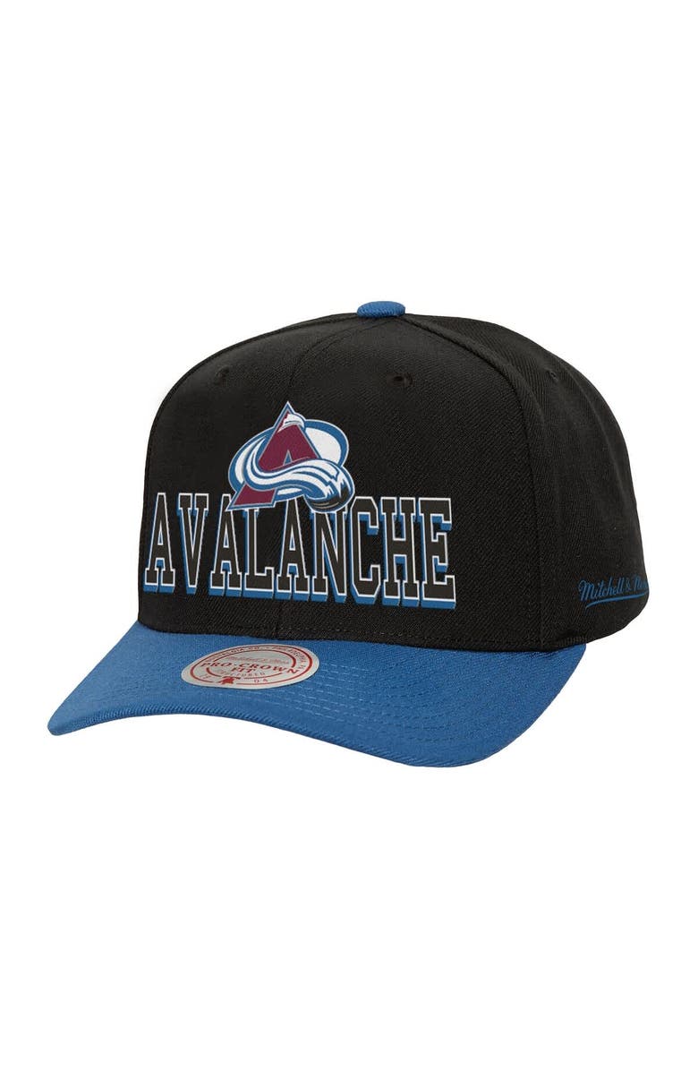 Mitchell & Ness Men's Mitchell & Ness Black/Navy Colorado Avalanche Backside Script Two-Tone Pro Crown Adjustable Hat, Main, color, Black