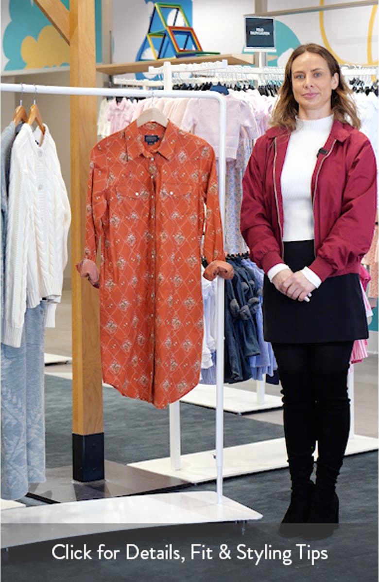 Gambler Print Long Sleeve Shirtdress, sales video thumbnail