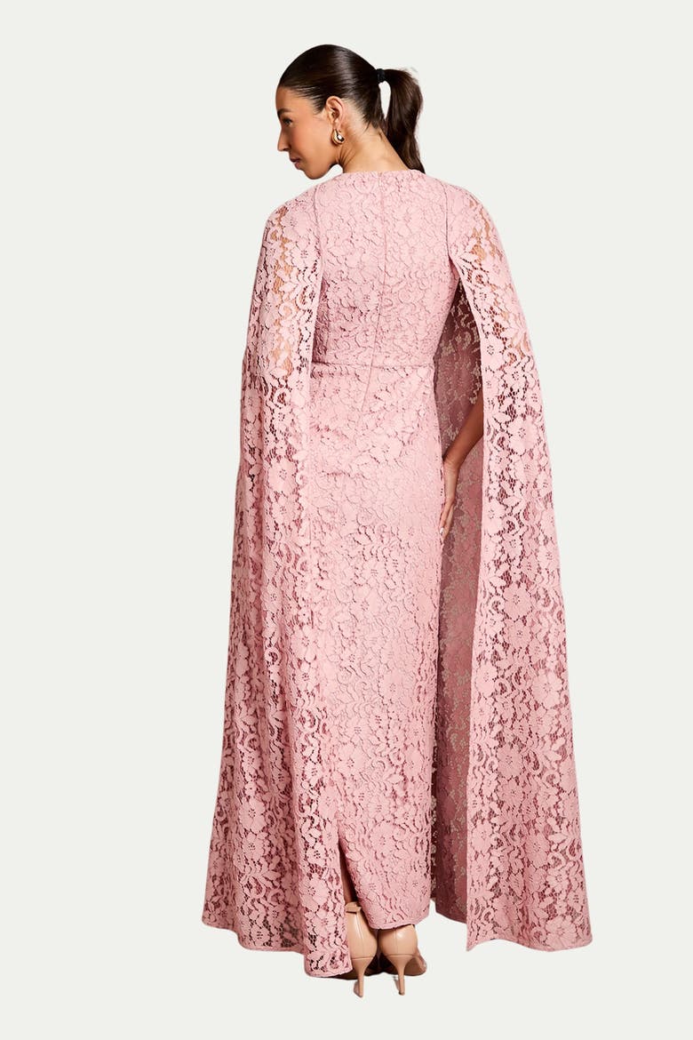Lace Cape Gown, Alternate, color, Blush