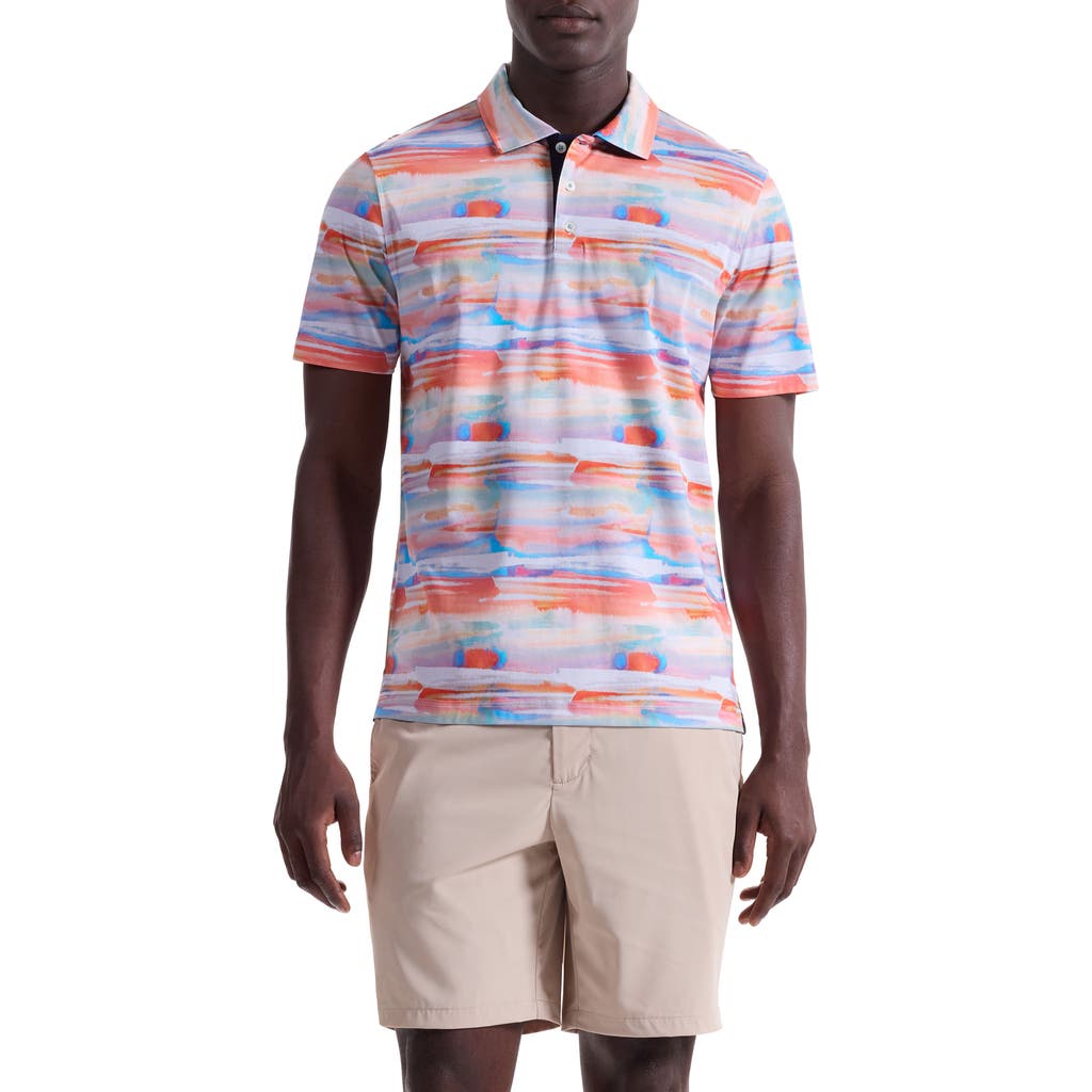 Bugatchi Hendrix Digital Abstract Brushstroke Print Pima Cotton Polo In Multi