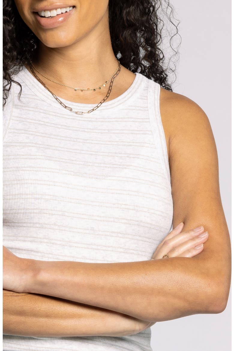 Ellen Stretch Cotton Blend Rib Tank Top, Alternate, color, HEATHER GRAY GOLD