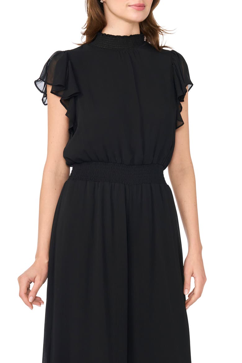 Smocked Waist Jumpsuit, Alternate, color, RICH BLACK