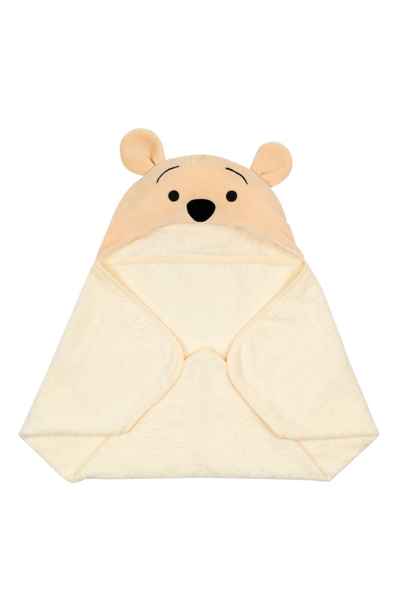Lambs & Ivy Disney Baby Winnie the Pooh Cotton Hooded Baby Bath Towel, Alternate, color, Tan
