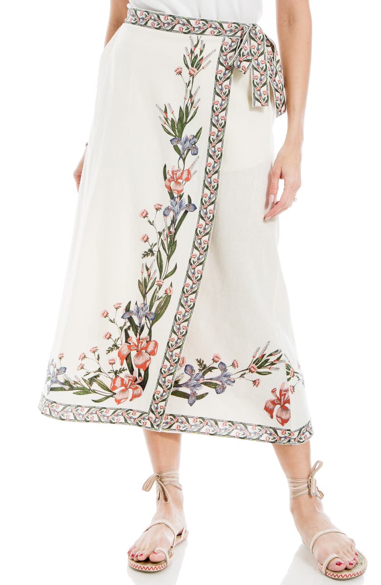 MAX STUDIO Floral Border Wrap Skirt, Alternate, color,