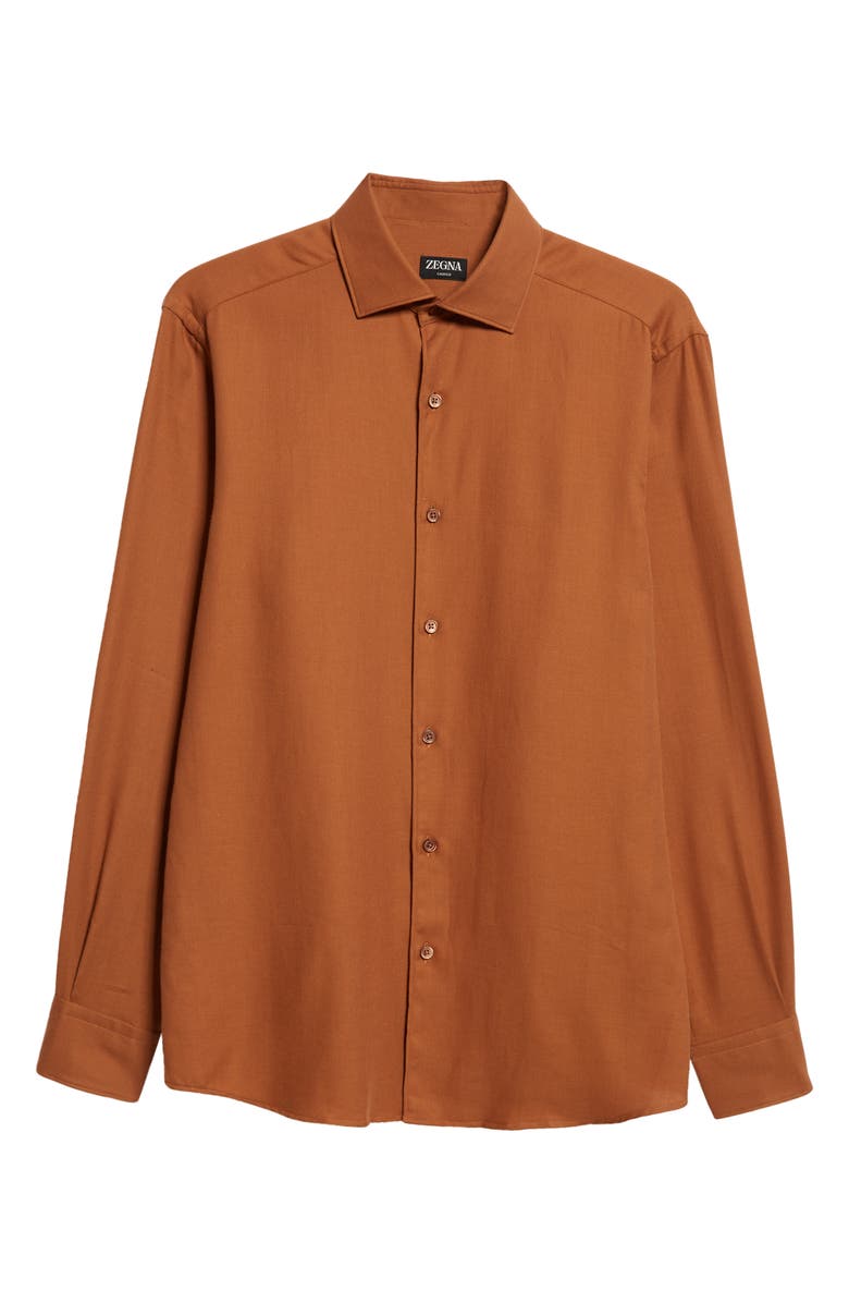 ZEGNA Cashco Cotton & Cashmere Button-Up Shirt, Alternate, color, Vicuna