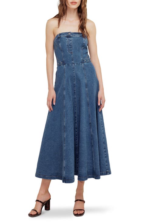 Strapless Denim Maxi Dress