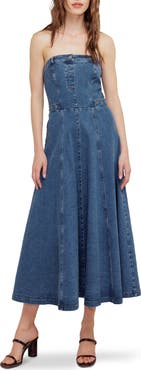 FREEMARKET Strapless Denim Maxi Dress