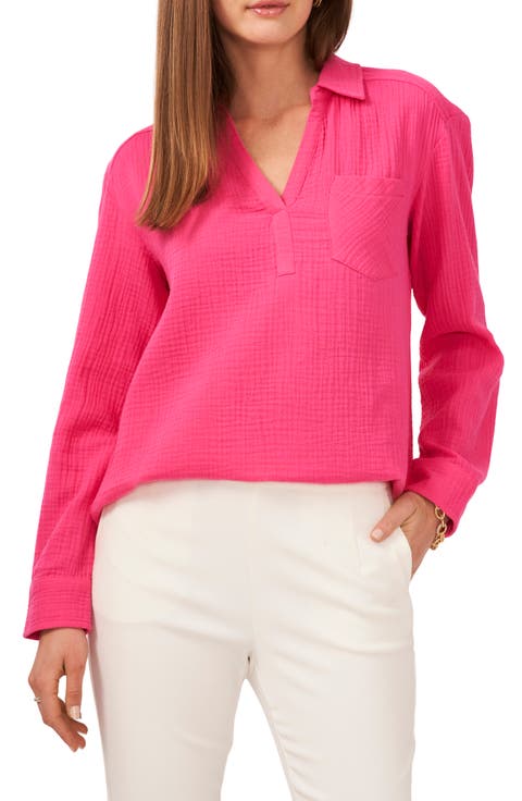 V-Neck Collared Blouse
