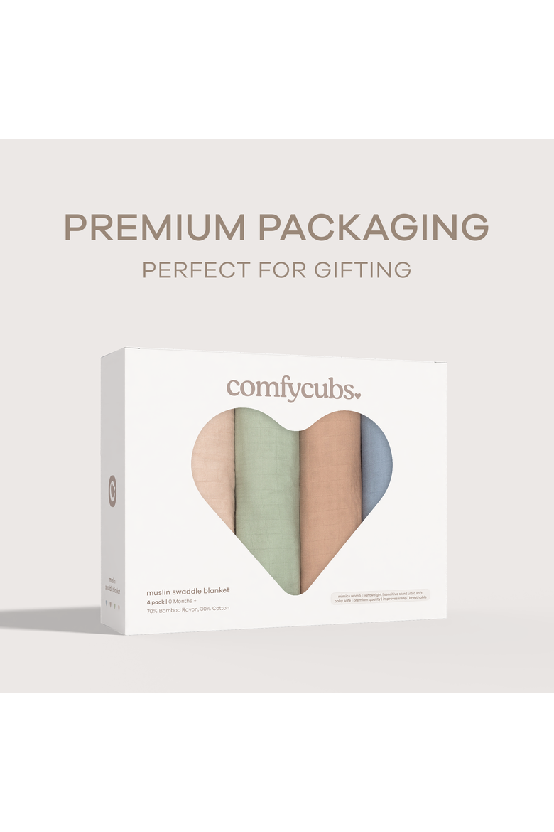 Muslin Swaddle Blankets, 4 Pack, Alternate, color, Pacific, Cedar, Sage, Blush