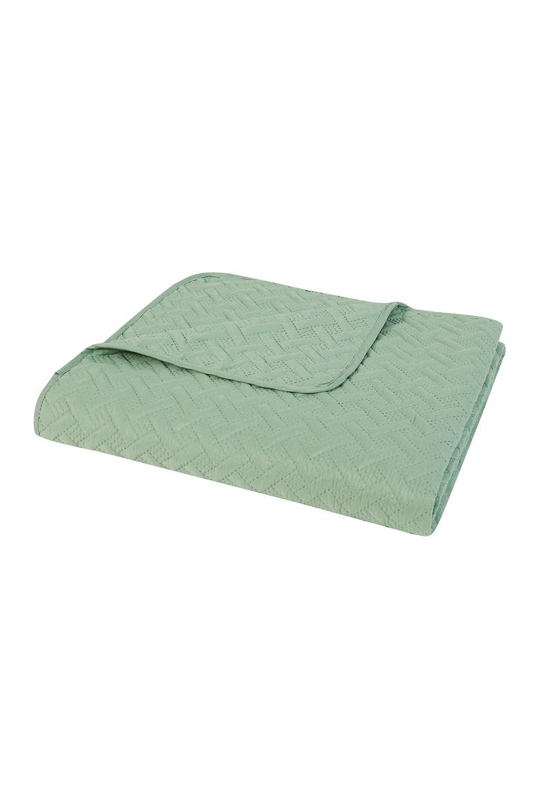 Nina Embossed Basketweave Quilt Set - Twin, Alternate, color, GRN