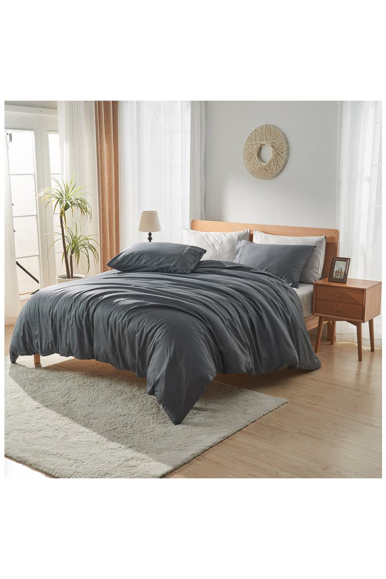 LuxeSoft Organic Cotton Sateen Duvet Cover, Main, color, STORM