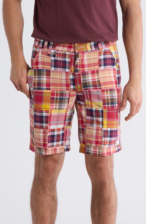 Patchwork Madras Flat Front Shorts