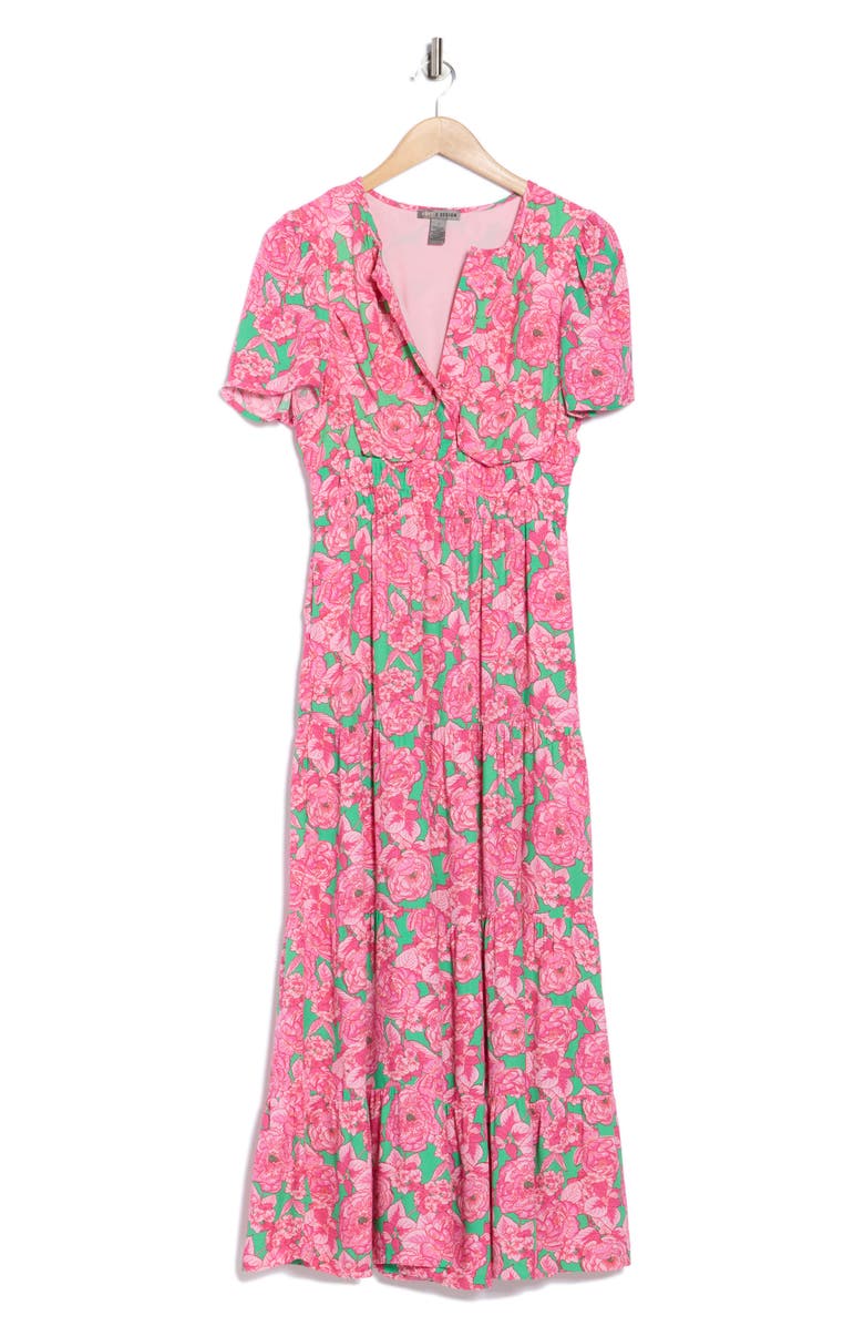 BY DESIGN Rio Short Sleeve Tiered Maxi Dress, Alternate, color, Roman Holiday