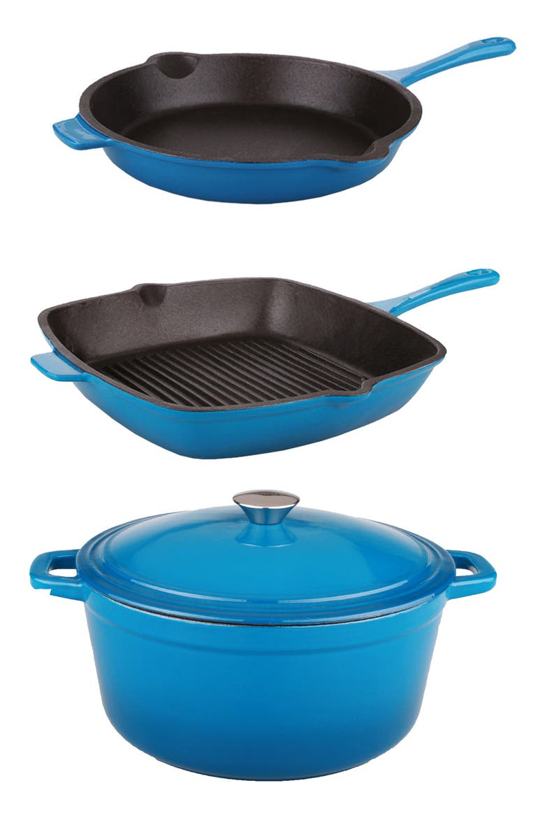 Neo 4-Piece Cast Iron Set, Main, color, BLUE