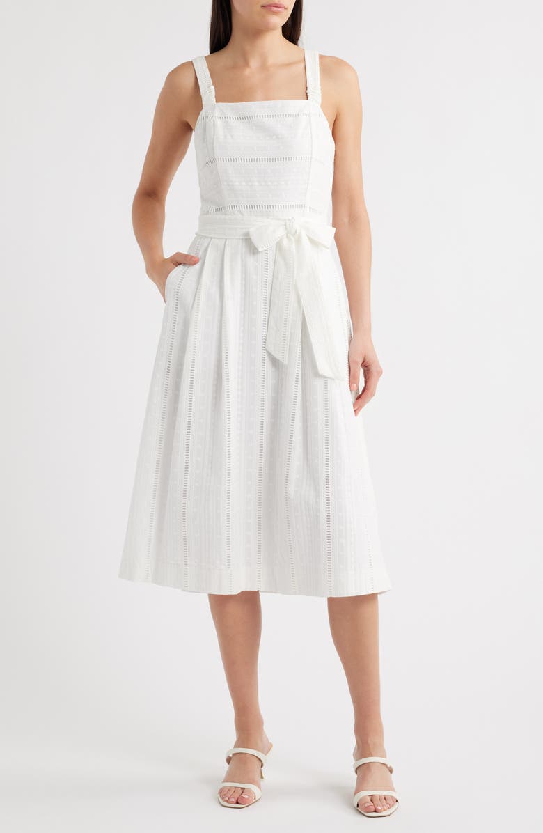 Julia Jordan Embroidered Cotton Sundress, Alternate, color, White