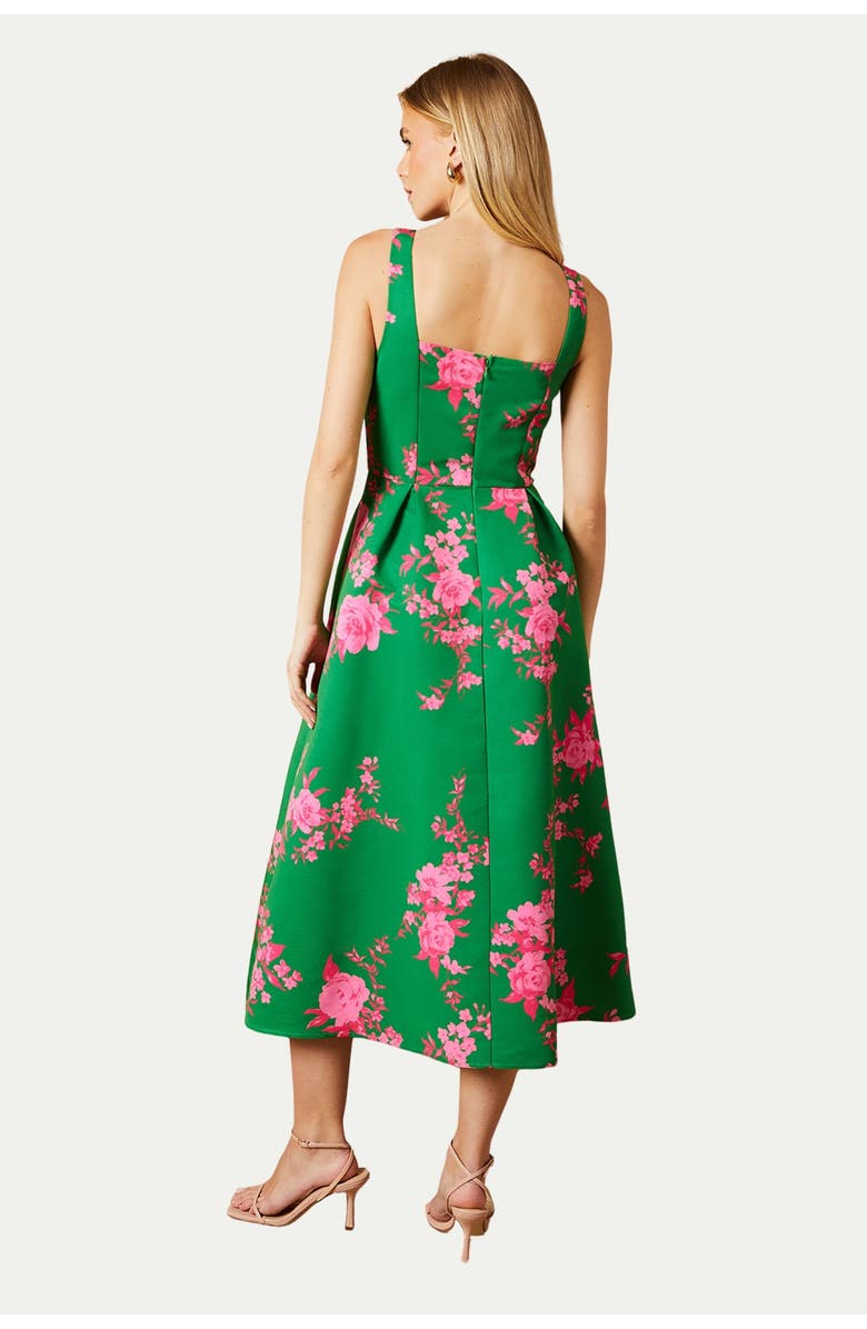 Oasis Occasion Floral Strappy Twill Midi Dress, Alternate, color, Green