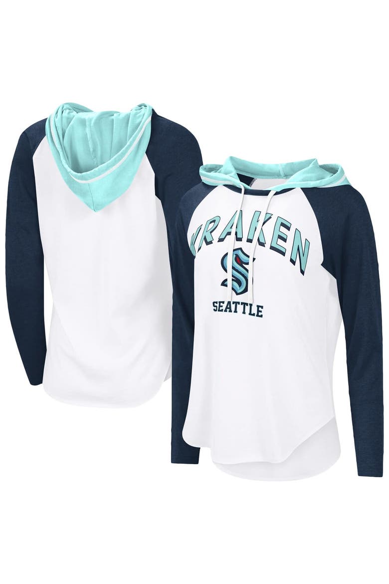 Women's G-III 4Her by Carl Banks  White Seattle Kraken VIP Raglan Long Sleeve Hoodie T-Shirt, Alternate, color, White