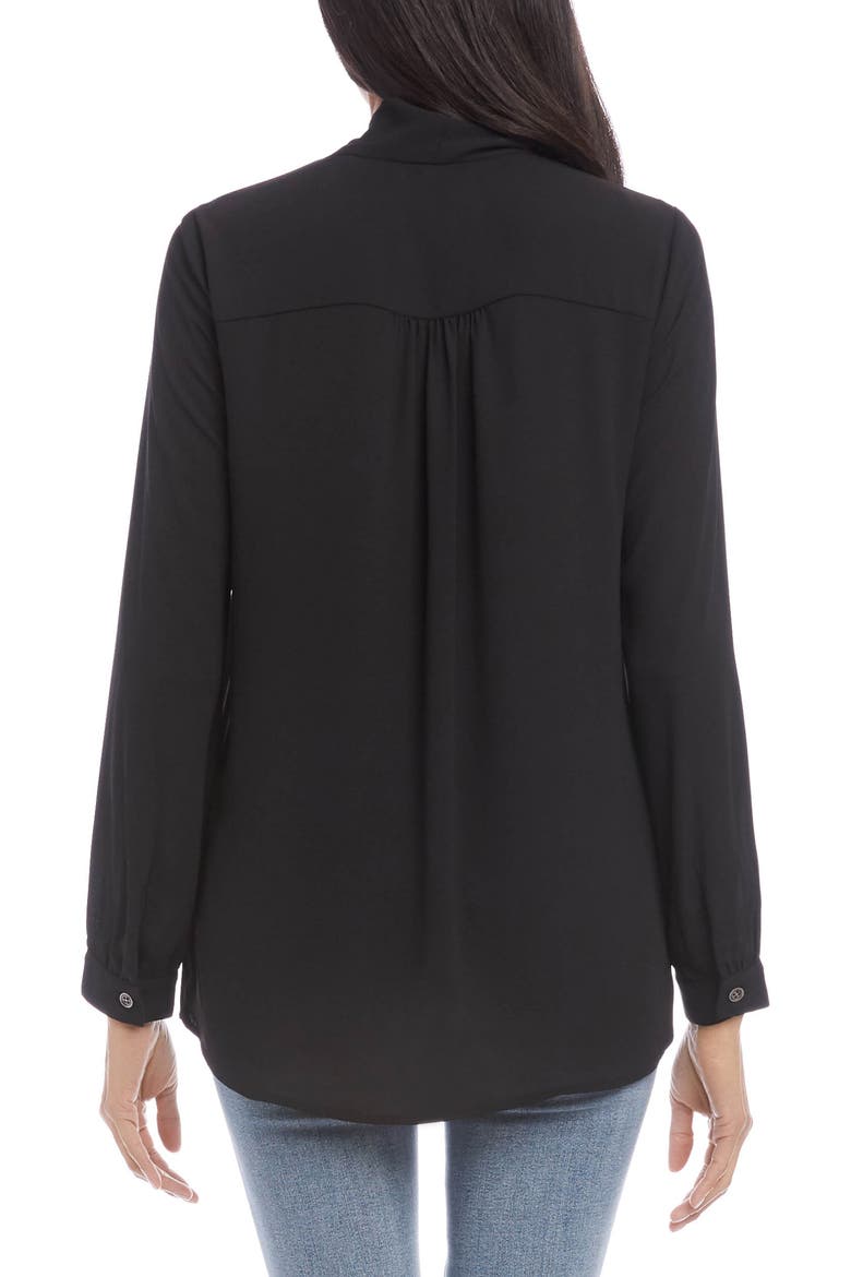 Tie Neck Tie Neck Crossover Top, Alternate, color, BLACK