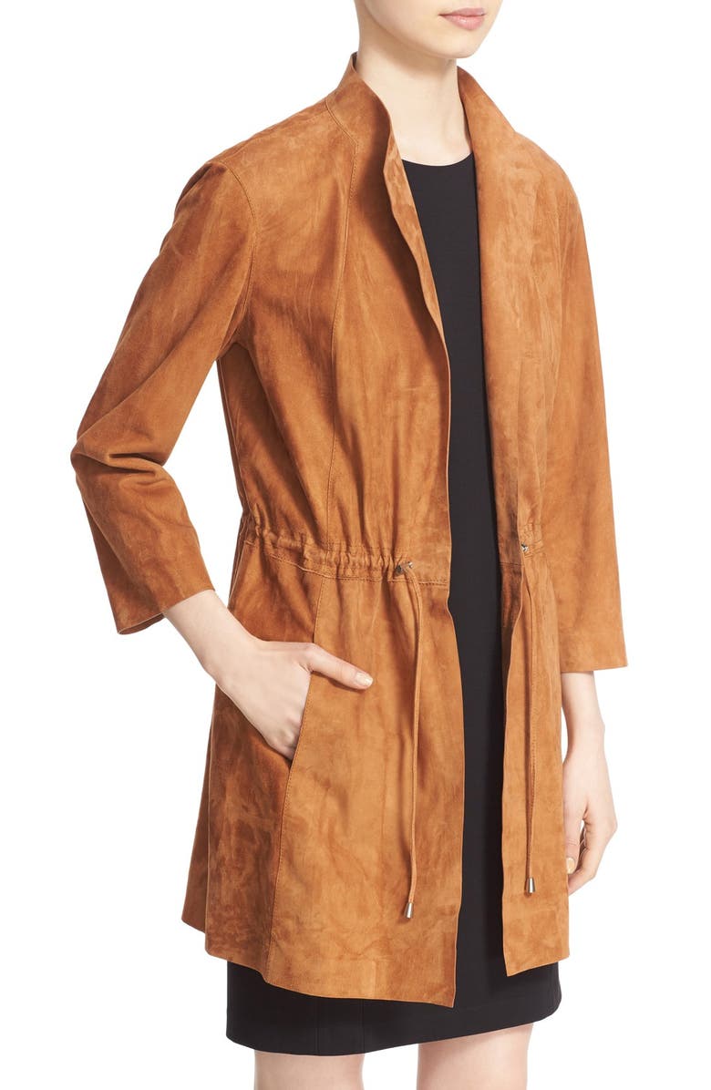 Lafayette 148 New York Vangeline Suede Tie Waist Coat, Alternate, color,