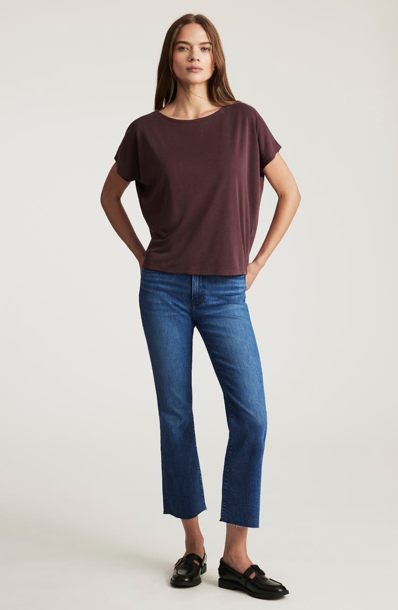 Mavi Jeans Anika Raw Hem Mid Rise Crop Flare Jeans, Alternate, color, Dark Brushed Flex Blue
