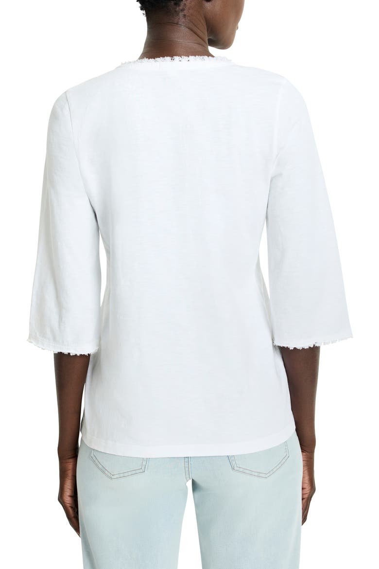 Fringe Trim Cotton T-Shirt, Alternate, color, PAPER WHITE