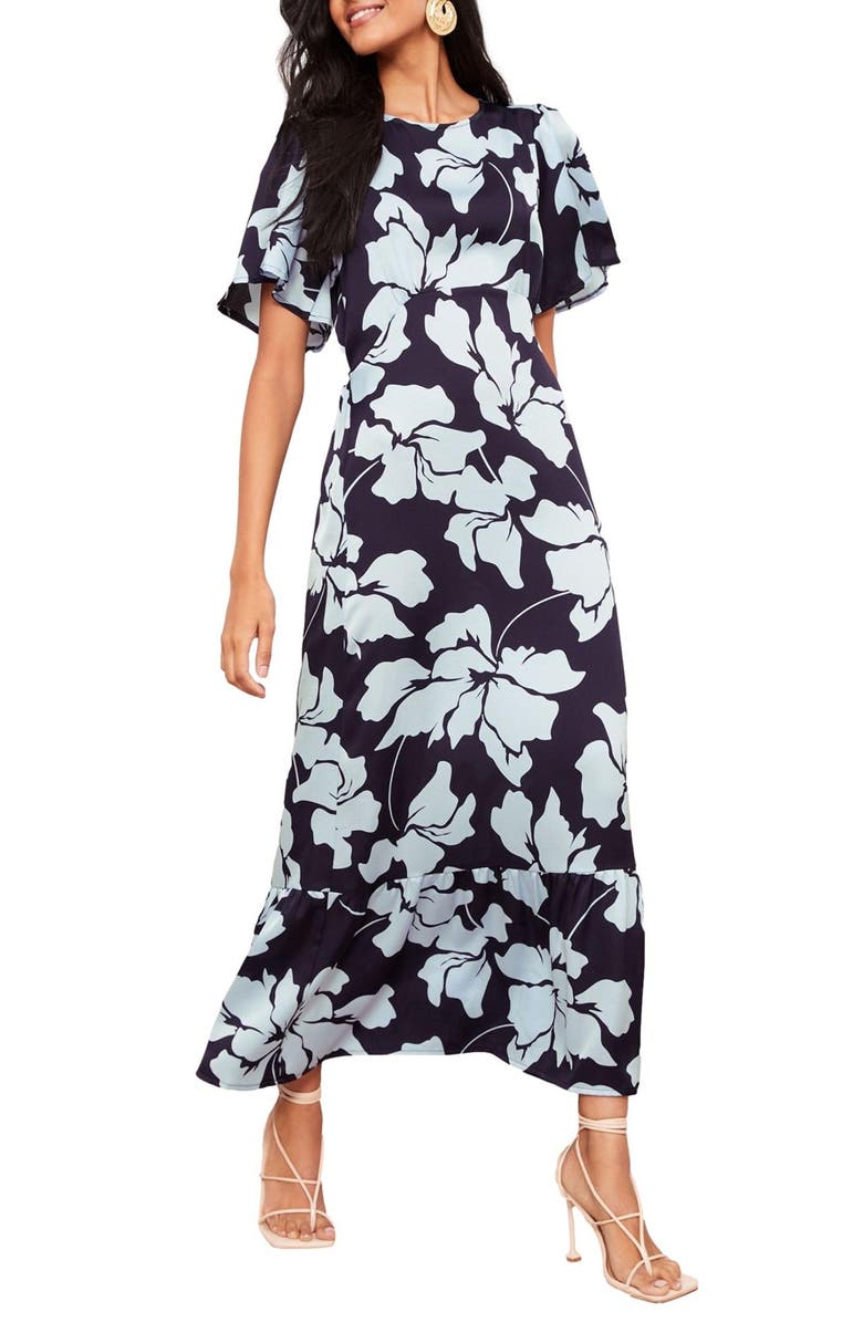 Friends Like These Floral Print Flutter Sleeve Maxi Dress, Main, color, 